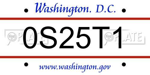 0S25T1 District Of Columbia License Plate