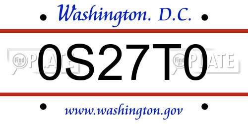 0S27T0 District Of Columbia License Plate
