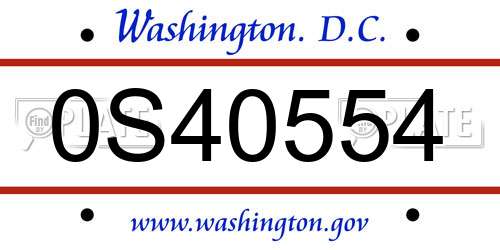 0S40554 District Of Columbia License Plate