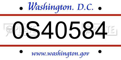 0S40584 District Of Columbia License Plate