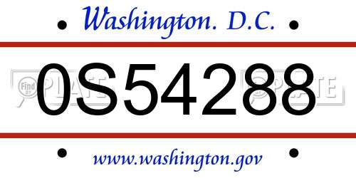 0S54288 District Of Columbia License Plate