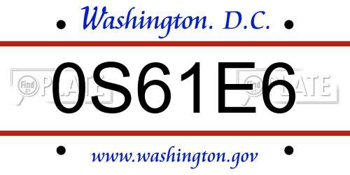 0S61E6 District Of Columbia License Plate