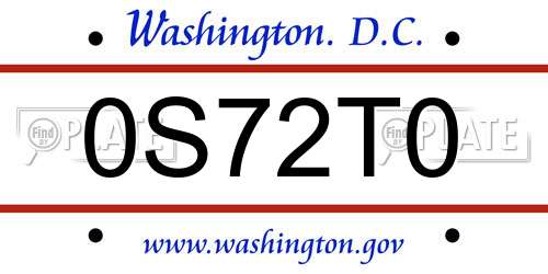 0S72T0 District Of Columbia License Plate