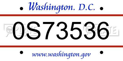 0S73536 District Of Columbia License Plate
