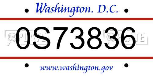 0S73836 District Of Columbia License Plate
