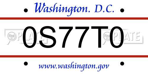 0S77T0 District Of Columbia License Plate
