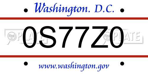 0S77Z0 District Of Columbia License Plate