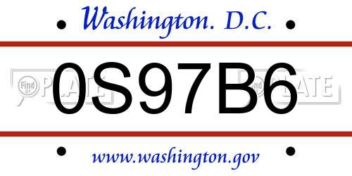 0S97B6 District Of Columbia License Plate