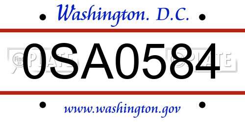 0SA0584 District Of Columbia License Plate