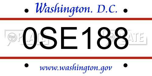 0SE188 District Of Columbia License Plate
