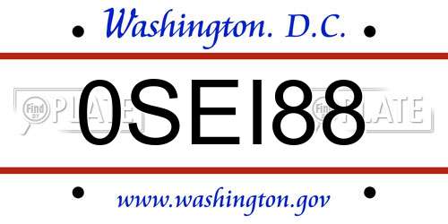 0SEI88 District Of Columbia License Plate