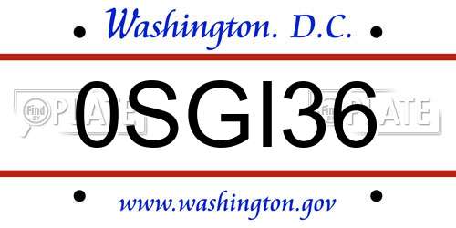 0SGI36 District Of Columbia License Plate