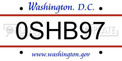 0SHB97 District Of Columbia License Plate
