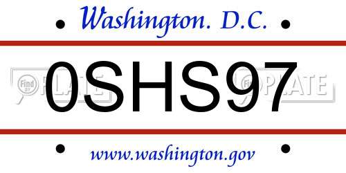 0SHS97 District Of Columbia License Plate
