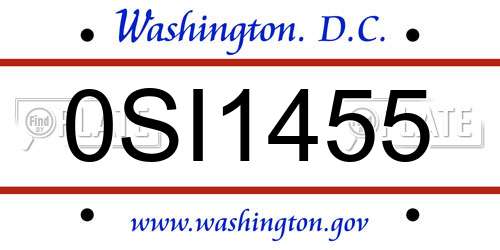 0SI1455 District Of Columbia License Plate