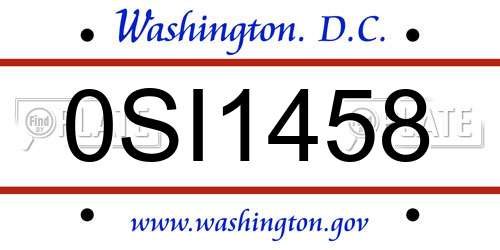 0SI1458 District Of Columbia License Plate