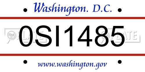 0SI1485 District Of Columbia License Plate
