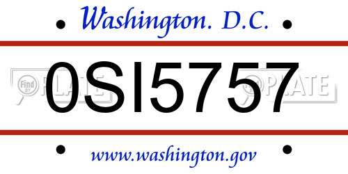 0SI5757 District Of Columbia License Plate