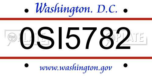 0SI5782 District Of Columbia License Plate