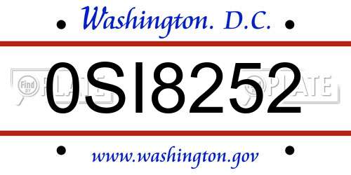 0SI8252 District Of Columbia License Plate