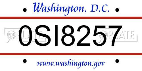 0SI8257 District Of Columbia License Plate