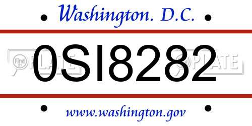 0SI8282 District Of Columbia License Plate