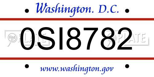0SI8782 District Of Columbia License Plate