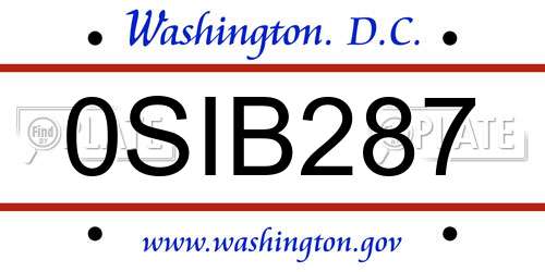 0SIB287 District Of Columbia License Plate