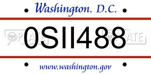 0SII488 District Of Columbia License Plate