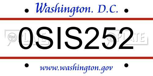 0SIS252 District Of Columbia License Plate