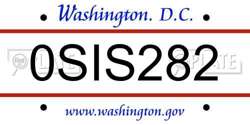 0SIS282 District Of Columbia License Plate