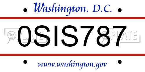 0SIS787 District Of Columbia License Plate