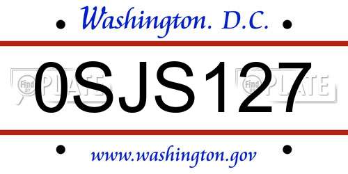 0SJS127 District Of Columbia License Plate