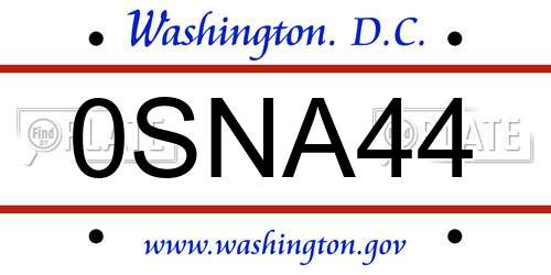 0SNA44 District Of Columbia License Plate