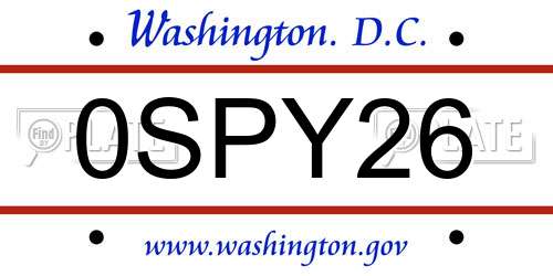 0SPY26 District Of Columbia License Plate