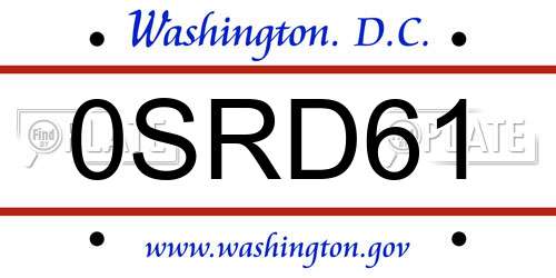 0SRD61 District Of Columbia License Plate