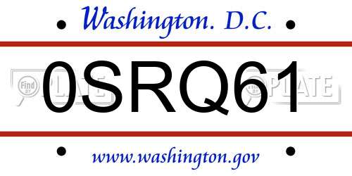 0SRQ61 District Of Columbia License Plate