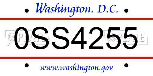 0SS4255 District Of Columbia License Plate