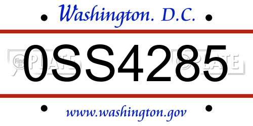 0SS4285 District Of Columbia License Plate