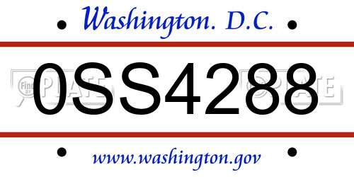 0SS4288 District Of Columbia License Plate