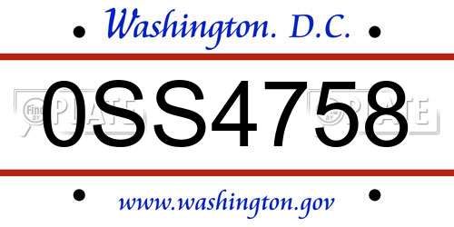 0SS4758 District Of Columbia License Plate