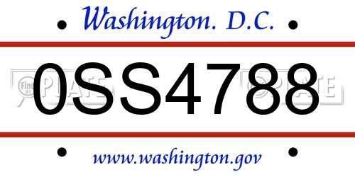 0SS4788 District Of Columbia License Plate