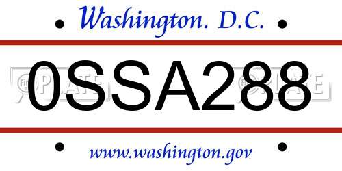 0SSA288 District Of Columbia License Plate