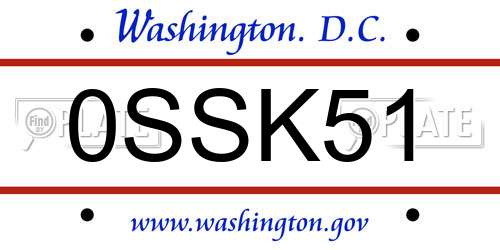 0SSK51 District Of Columbia License Plate