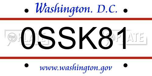 0SSK81 District Of Columbia License Plate