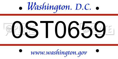 0ST0659 District Of Columbia License Plate