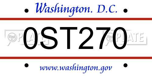 0ST270 District Of Columbia License Plate