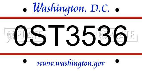 0ST3536 District Of Columbia License Plate