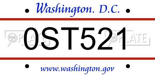 0ST521 District Of Columbia License Plate