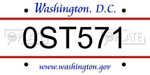 0ST571 District Of Columbia License Plate